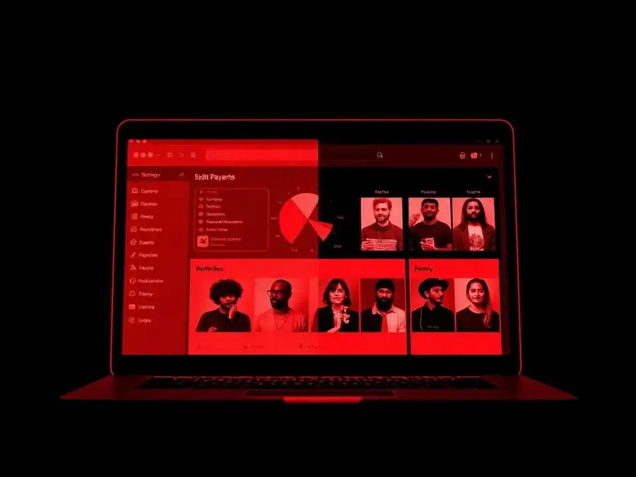 Split payments dashboard showing royalty shares per artist